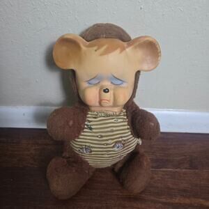 Vintage 1950's Knickerbocker Rubber Face Sad Pouting Teddy Bear RARE HTF